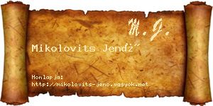 Mikolovits Jenő névjegykártya