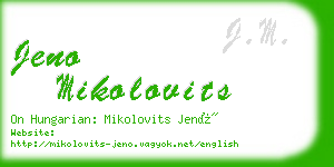 jeno mikolovits business card